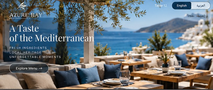 Azure Bay template cover — Mediterranean terrace and coastal light